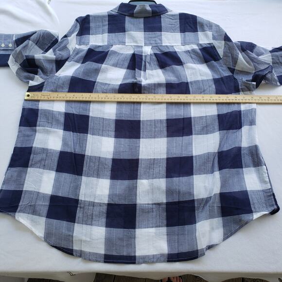 Lane Bryant Shirt Womens Plus Size 22/24 Plaid Blue Gray Button Up Collared New - Picture 3 of 9